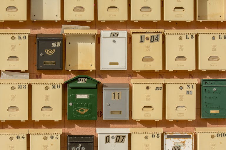 Mailboxes Attached to a Wall